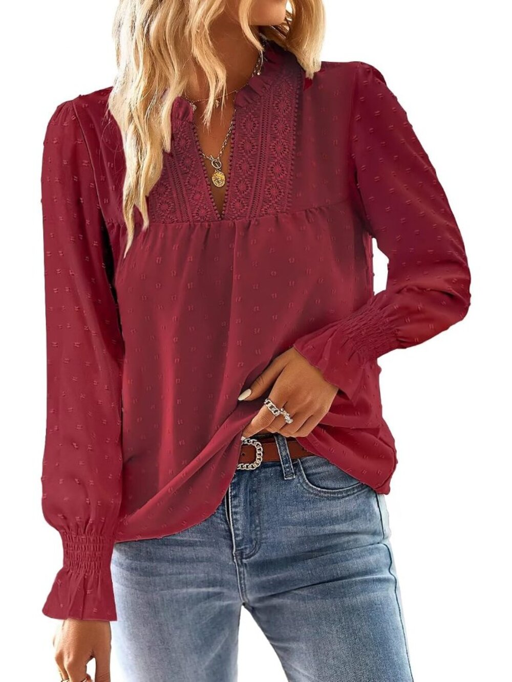 Boho Flowy Shirts Dressy Casual Long Sleeve Blouses